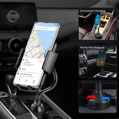 Car Cup Holder Phone Mount, No Shake Cup Phone Holder for Car, Phone Cup Holder Mount Compatible with Most Phones