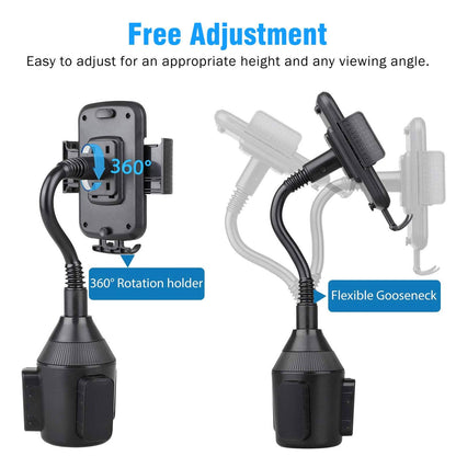 Car Cup Holder Phone Mount, No Shake Cup Phone Holder for Car, Phone Cup Holder Mount Compatible with Most Phones
