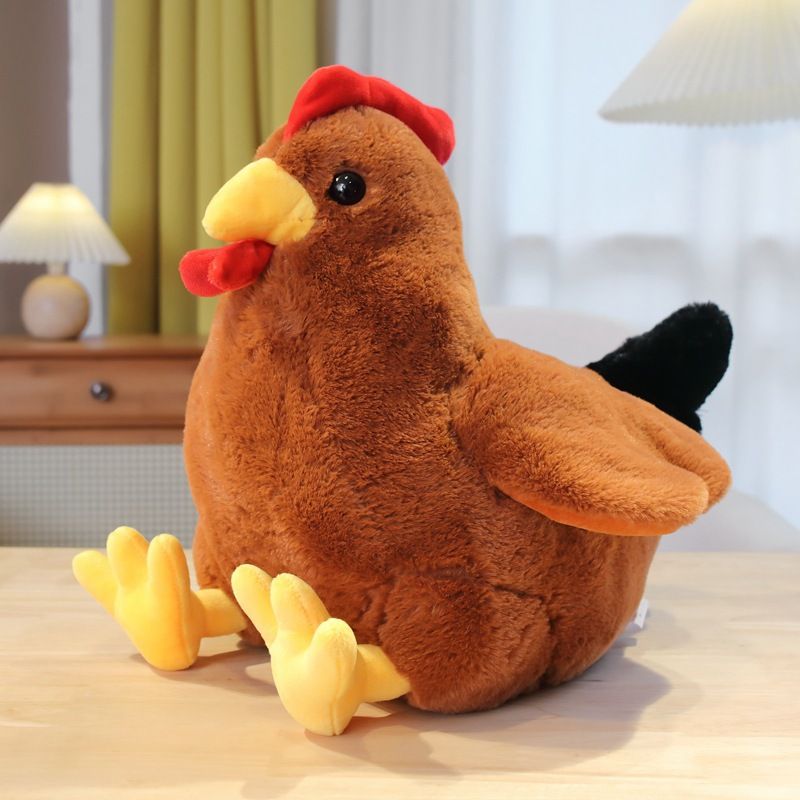 Lifelike Rooster Stuffed Toy Chubby Hen Chicken Plush Pillow Realistic Sitting Mother Hen Stuff Doll Easter