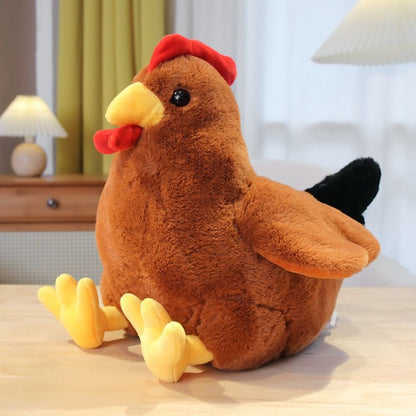 Lifelike Rooster Stuffed Toy Chubby Hen Chicken Plush Pillow Realistic Sitting Mother Hen Stuff Doll Easter