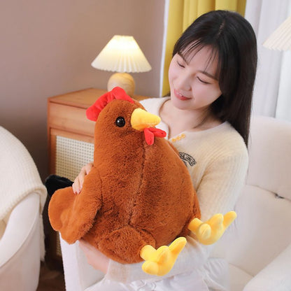 Lifelike Rooster Stuffed Toy Chubby Hen Chicken Plush Pillow Realistic Sitting Mother Hen Stuff Doll Easter