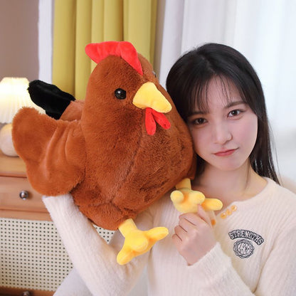 Lifelike Rooster Stuffed Toy Chubby Hen Chicken Plush Pillow Realistic Sitting Mother Hen Stuff Doll Easter