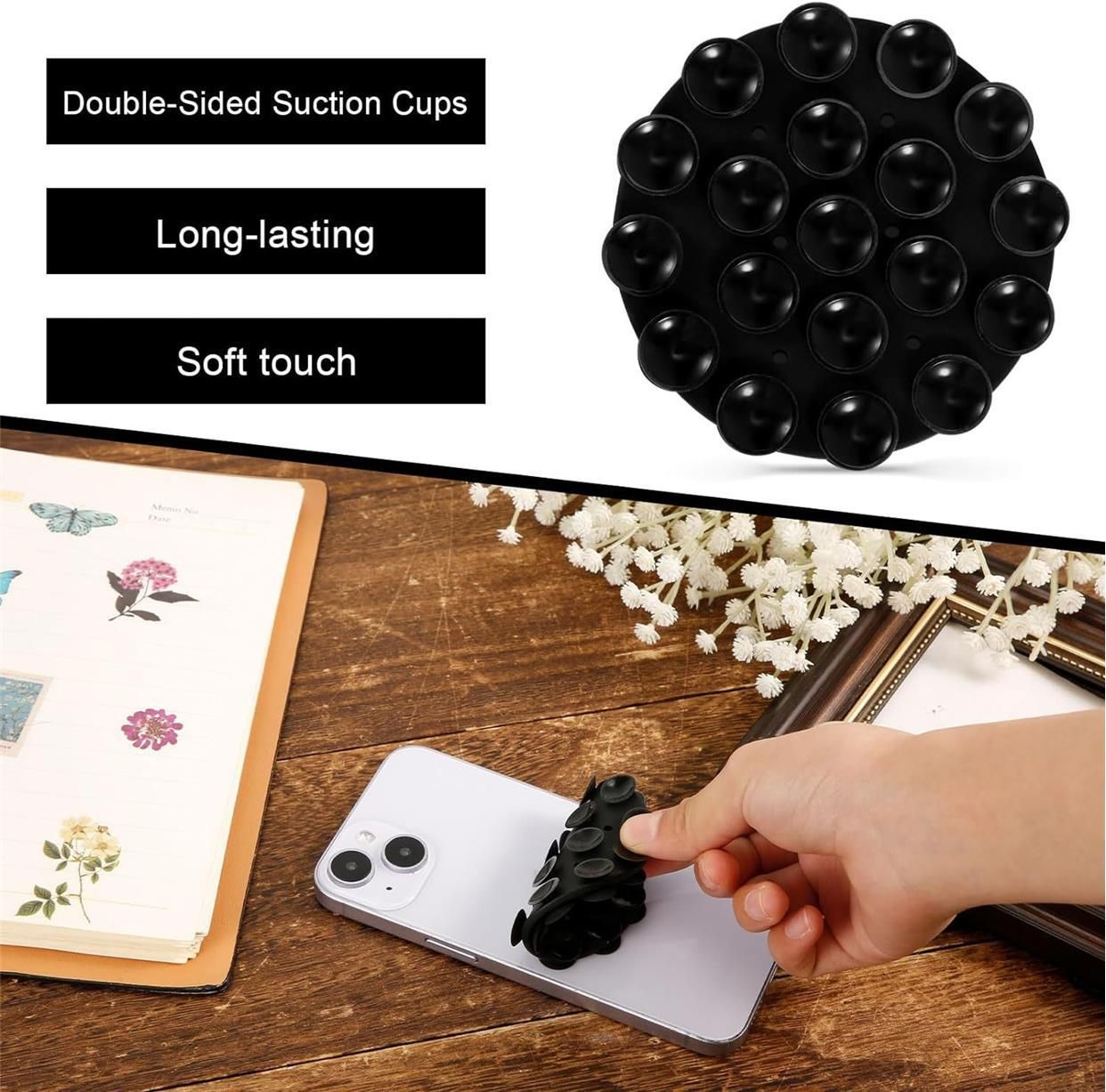 2pcs Suction Phone Case Mount, Silicone Adhesive Phone Holder Hands-Free Support Suction Phone Adhesive Mount Phone