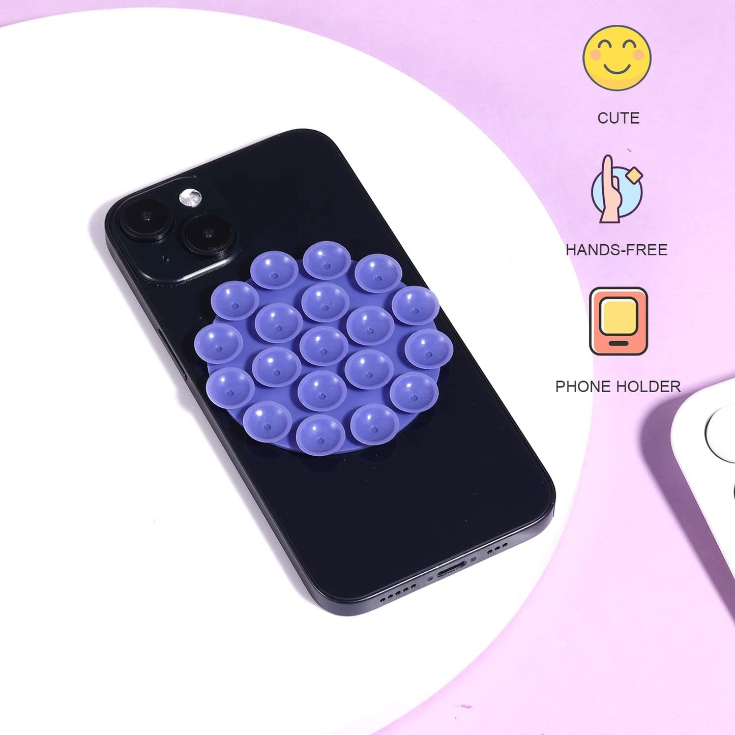 2pcs Suction Phone Case Mount, Silicone Adhesive Phone Holder Hands-Free Support Suction Phone Adhesive Mount Phone