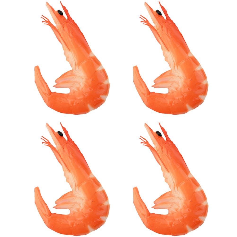 4pcs Desktop Decor Table Top Decor Fake Food Model Realistic Food Model Toys Birthday Decoration for Girl Shrimp Toy Simulated