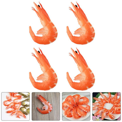 4pcs Desktop Decor Table Top Decor Fake Food Model Realistic Food Model Toys Birthday Decoration for Girl Shrimp Toy Simulated