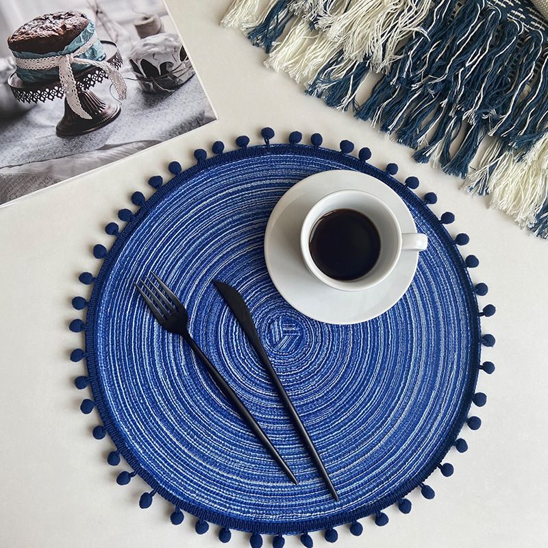 Textured Placemats 15 Inches Round, Set of 4 – Modern Traycloth Table Mats for Home, Dining Room Décor, Banquets, Indoor