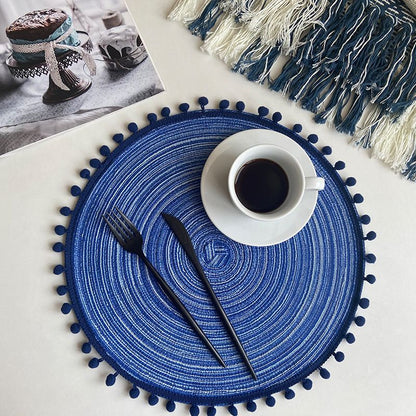 Textured Placemats 15 Inches Round, Set of 4 – Modern Traycloth Table Mats for Home, Dining Room Décor, Banquets, Indoor