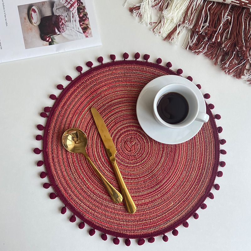 Textured Placemats 15 Inches Round, Set of 4 – Modern Traycloth Table Mats for Home, Dining Room Décor, Banquets, Indoor