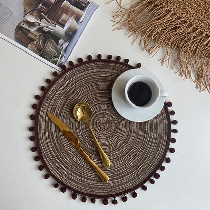 Textured Placemats 15 Inches Round, Set of 4 – Modern Traycloth Table Mats for Home, Dining Room Décor, Banquets, Indoor