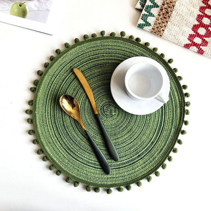 Textured Placemats 15 Inches Round, Set of 4 – Modern Traycloth Table Mats for Home, Dining Room Décor, Banquets, Indoor
