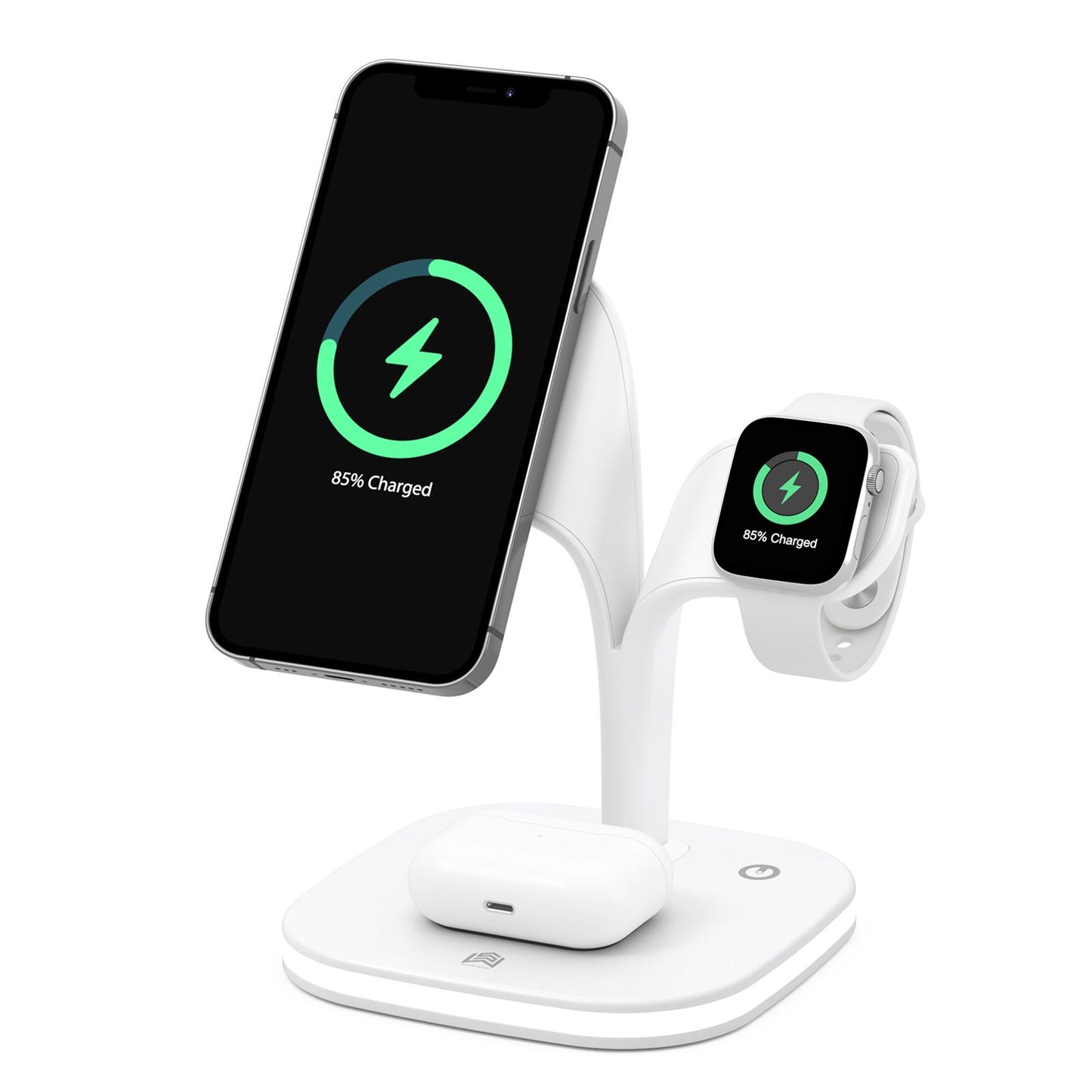 White wireless charger 3 in 1 Fast Charge Charging Station that complements your room Charging Station（165*120*160mm）