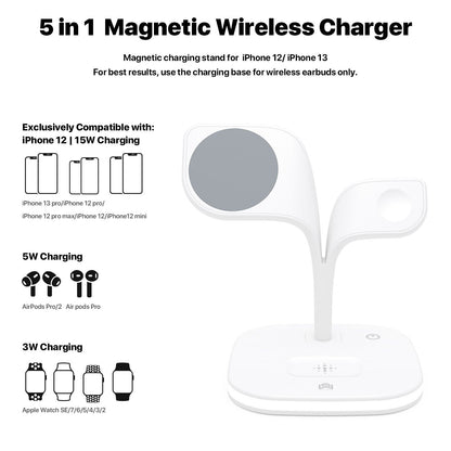 White wireless charger 3 in 1 Fast Charge Charging Station that complements your room Charging Station（165*120*160mm）