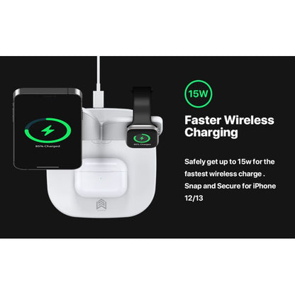 White wireless charger 3 in 1 Fast Charge Charging Station that complements your room Charging Station（165*120*160mm）
