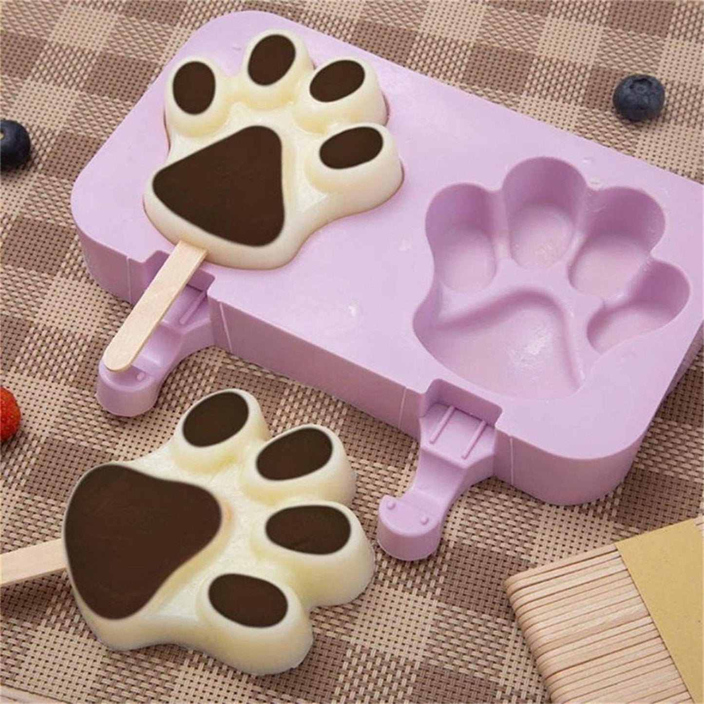 Popsicle Molds,2 Pack Silicone Ice Pop Molds 5 Cavities with Lid, Homemade Ice Cream Mold for DIY Ice Cream
