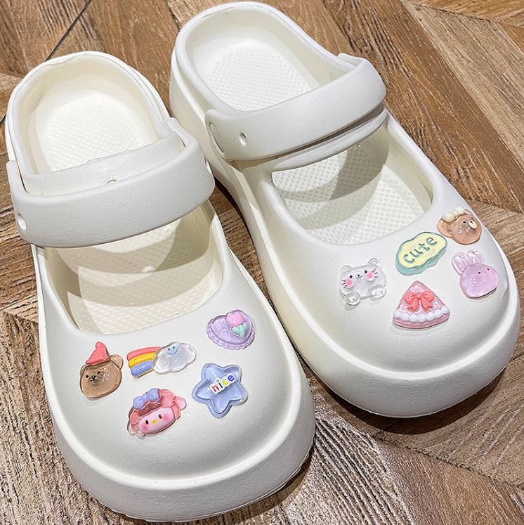 20 Pcs Unisex-Adult Cute Shoe Decoration Charms for Crocs Sandals, Resin Cartoon Flower Pearl Chain Accessories for Girls Women