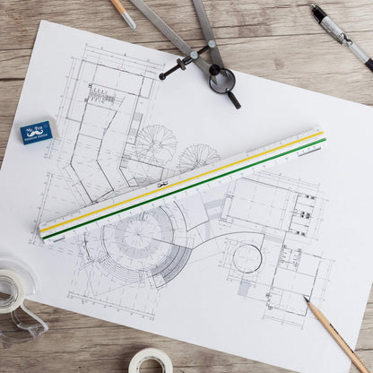 Architectural Scale, Scale Ruler, 12 inch, White, Scale Ruler Contractor, Architect Scal, Scaling Ruler, Drawing Ruler