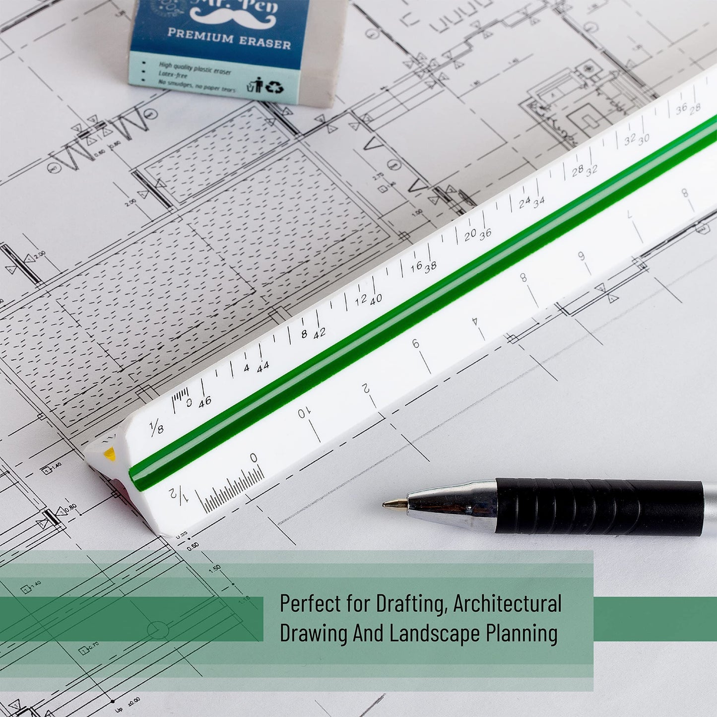Architectural Scale, Scale Ruler, 12 inch, White, Scale Ruler Contractor, Architect Scal, Scaling Ruler, Drawing Ruler