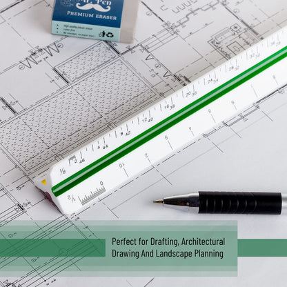 Architectural Scale, Scale Ruler, 12 inch, White, Scale Ruler Contractor, Architect Scal, Scaling Ruler, Drawing Ruler