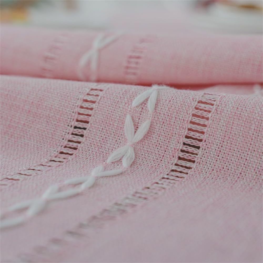 1PC Boho Style Pink Rectangular Tablecloth with Tassel Stripe Pattern, Polyester Woven Desk Cloth for Dresser, Bedside Table, Cabinets, Home Furniture Dust Cover Decor 38x91cm