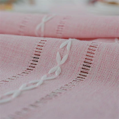 1PC Boho Style Pink Rectangular Tablecloth with Tassel Stripe Pattern, Polyester Woven Desk Cloth for Dresser, Bedside Table, Cabinets, Home Furniture Dust Cover Decor 38x91cm