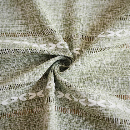 1PC Boho Style Green Rectangular Tablecloth with Tassel Stripe Pattern, Polyester Woven Desk Cloth for Dresser, Bedside Table, Cabinets, Home Furniture Dust Cover Decor 38x91cm