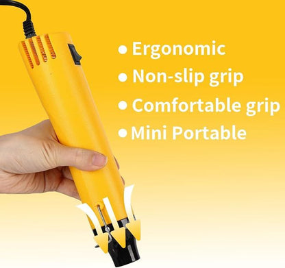 Yellow 110V 300W Mini Heat Gun, Portable Hot Air Gun with Stand for Shrinking Wrap, Embossing and Paint Drying