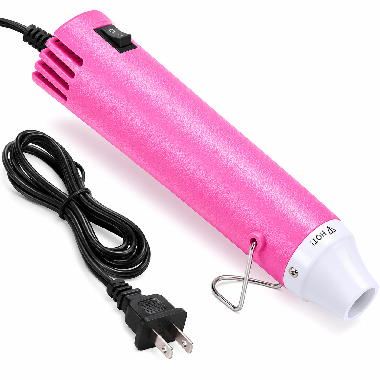 Pink 110V 300W Mini Heat Gun, Portable Hot Air Gun with Stand for Shrinking Wrap, Embossing and Paint Drying