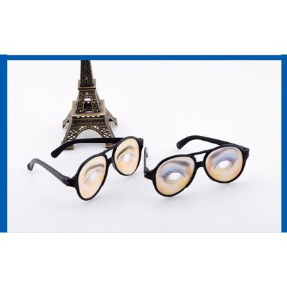 Halloween Trick Toy Male Female Funny Eyes Glasses Prank Disguise Eyeglass Party Props 2pcs-Trick toys
