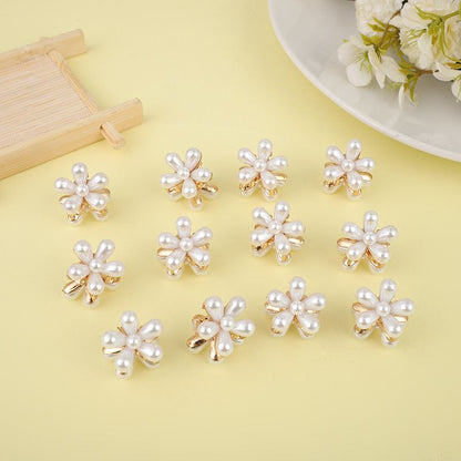 20 Pcs Small Mini Pearl Claw Clips with Flower Design, Sweet Artificial Bangs Clips Decorative Hair Accessories for Women Girls