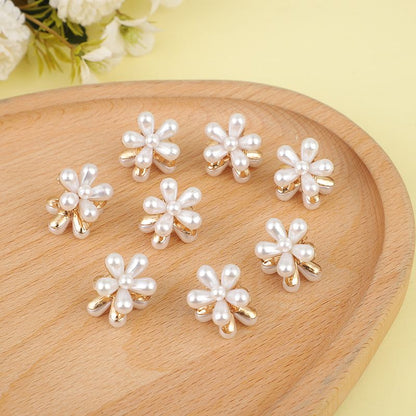 20 Pcs Small Mini Pearl Claw Clips with Flower Design, Sweet Artificial Bangs Clips Decorative Hair Accessories for Women Girls