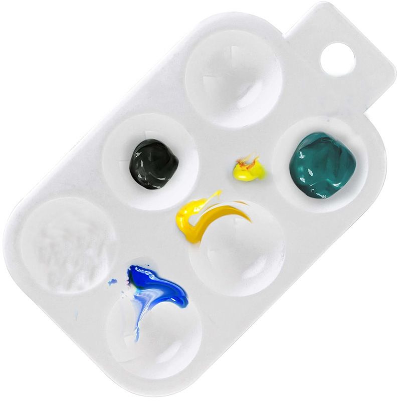 4pcs 6-Well Plastic Rectangular Artist Painting Palette - Paint Color Mixing Tray - Art Students, Classroom, Class Craft Projects