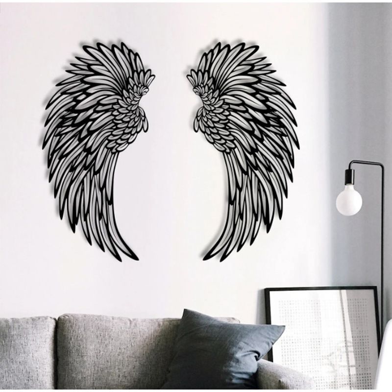 1 Pair Angel Wings Decorative Wall Decal Glowing Light Decorative Crafts Supplies For Children Girl Boys Bedroom Party