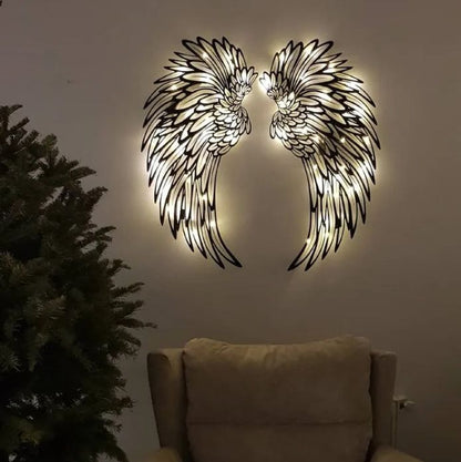 1 Pair Angel Wings Decorative Wall Decal Glowing Light Decorative Crafts Supplies For Children Girl Boys Bedroom Party
