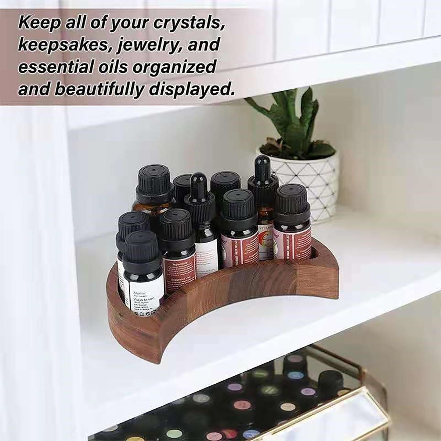 Bed Table Tray Wooden Serving Tray Rustic Tableware Holder Food Display Tray Moon Shape Jewelry Plate Kitchen Storage Home