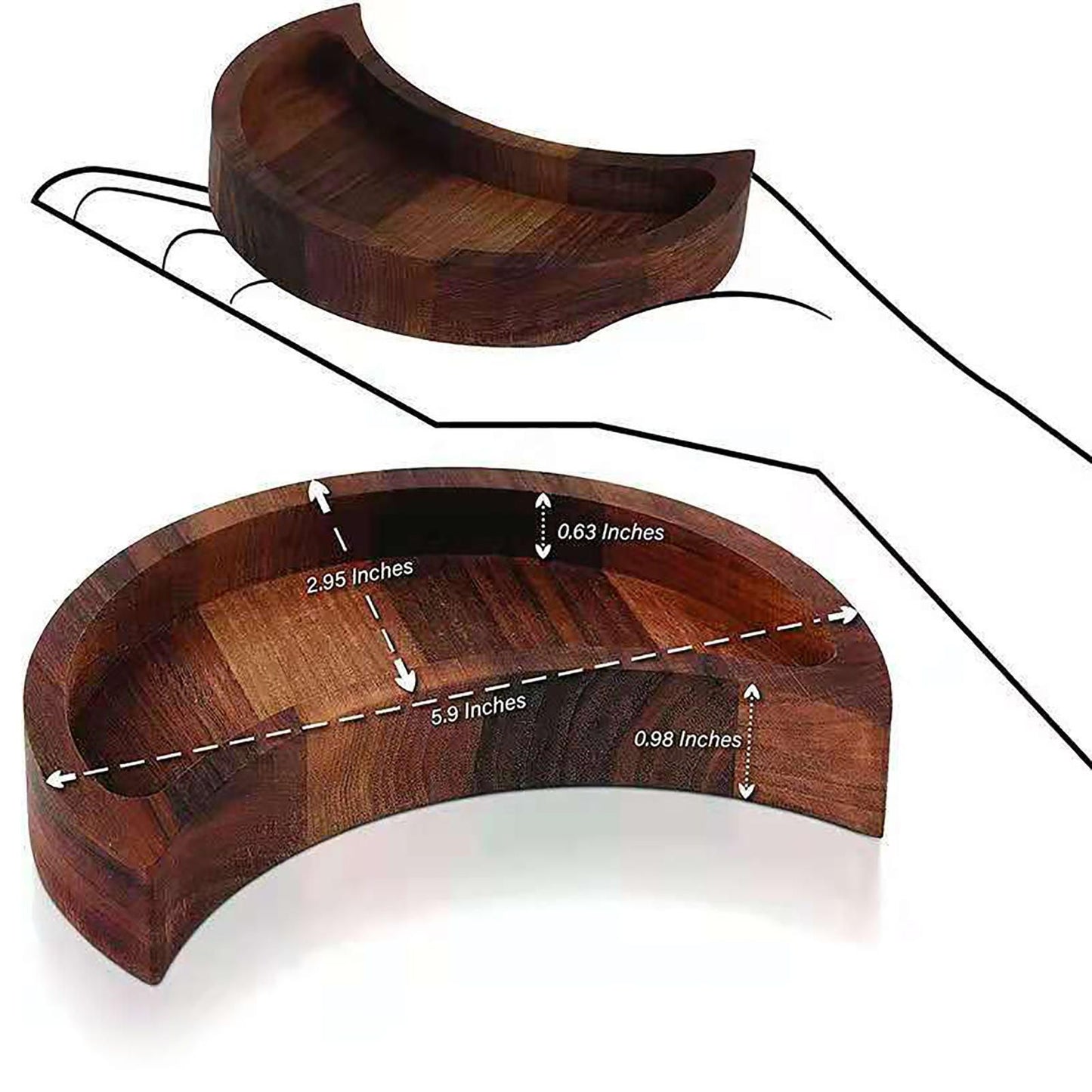 Bed Table Tray Wooden Serving Tray Rustic Tableware Holder Food Display Tray Moon Shape Jewelry Plate Kitchen Storage Home