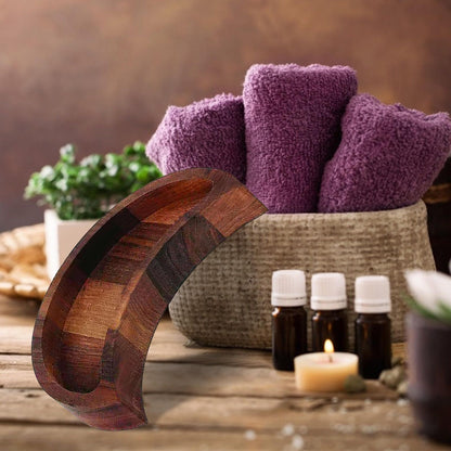 Bed Table Tray Wooden Serving Tray Rustic Tableware Holder Food Display Tray Moon Shape Jewelry Plate Kitchen Storage Home