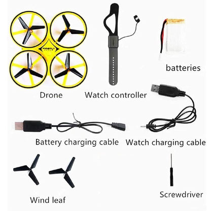 Hand Controlled Drone for Kids Small Rc Quadcopter Drone Aircraft With Smart Watch Controlled, Cool LED Remote Control Drone