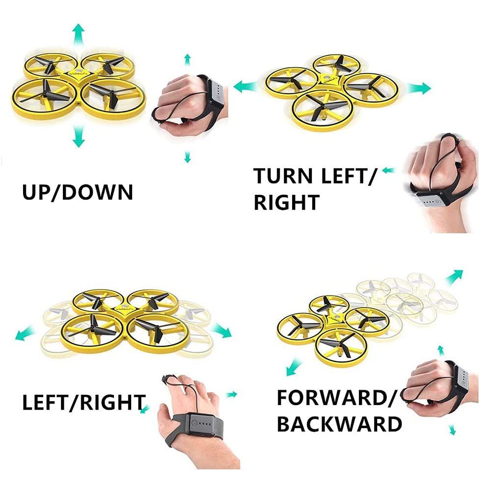 Hand Controlled Drone for Kids Small Rc Quadcopter Drone Aircraft With Smart Watch Controlled, Cool LED Remote Control Drone