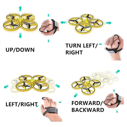 Hand Controlled Drone for Kids Small Rc Quadcopter Drone Aircraft With Smart Watch Controlled, Cool LED Remote Control Drone