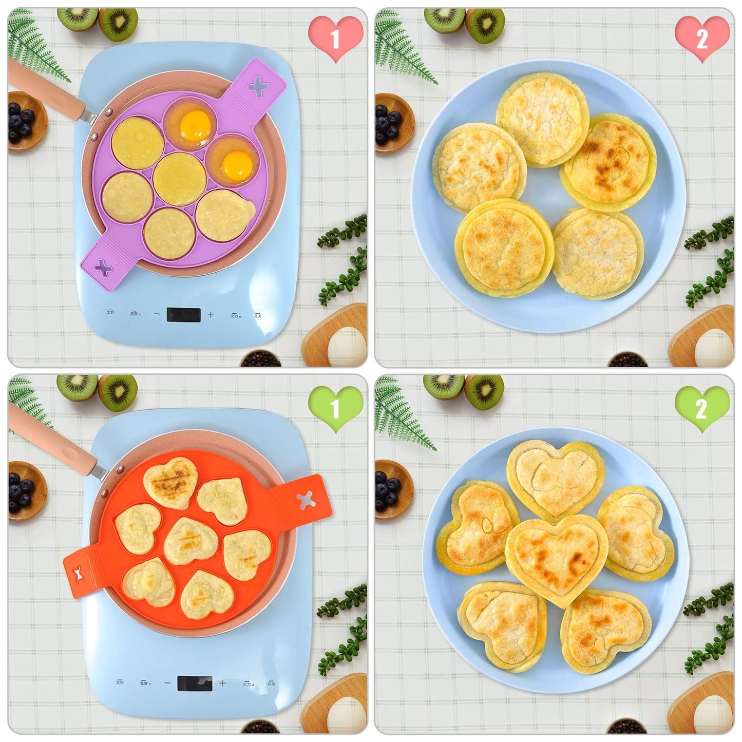 Silicone Pancake Molds for Griddle Pancake Molds for Kids Silicone Pancake Molds Fried Egg Mold Reusable, Non Stick (3 Pack )