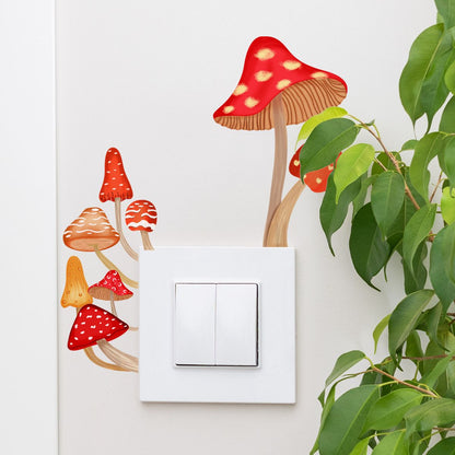 3D Butterfly Switch Wall Stickers-Glow in Dark Cute Panda Love Heart Window Clings Luminous Mushroom Wall Stickers for Kids