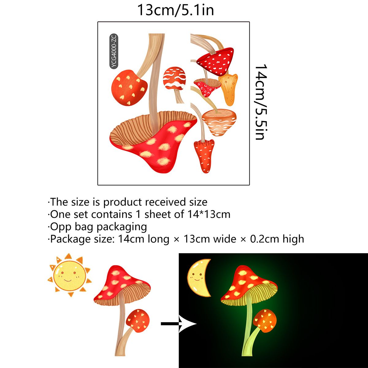 3D Butterfly Switch Wall Stickers-Glow in Dark Cute Panda Love Heart Window Clings Luminous Mushroom Wall Stickers for Kids