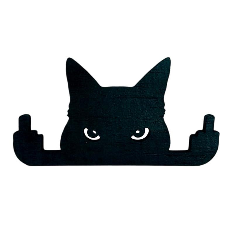 Black Cat Decor Ornament - Funny Cat Wall Art Figurine - Perfect Black Cat Gifts for Desk Display - Artistic Cat Gift and Black