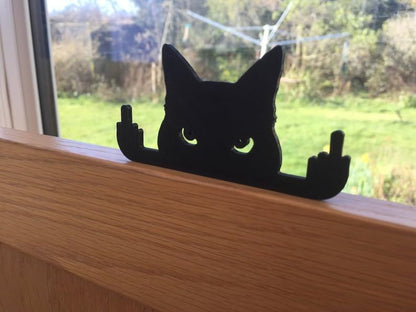 Black Cat Decor Ornament - Funny Cat Wall Art Figurine - Perfect Black Cat Gifts for Desk Display - Artistic Cat Gift and Black