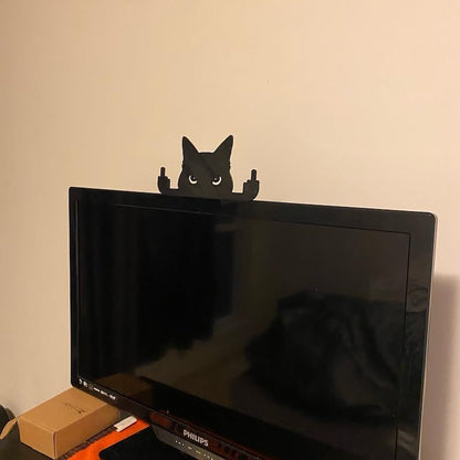 Black Cat Decor Ornament - Funny Cat Wall Art Figurine - Perfect Black Cat Gifts for Desk Display - Artistic Cat Gift and Black