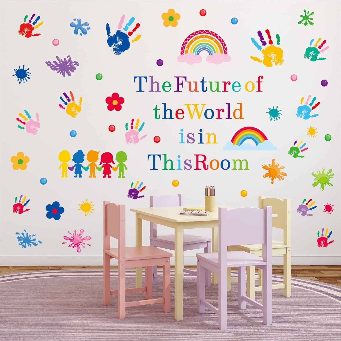 Kids Wall Decals Classroom Decals Colorful Inspirational Quotes Wall Stickers Motivational Sticker Splatter Handprint Wall Decals