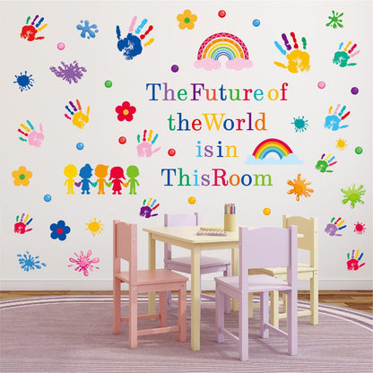 Kids Wall Decals Classroom Decals Colorful Inspirational Quotes Wall Stickers Motivational Sticker Splatter Handprint Wall Decals