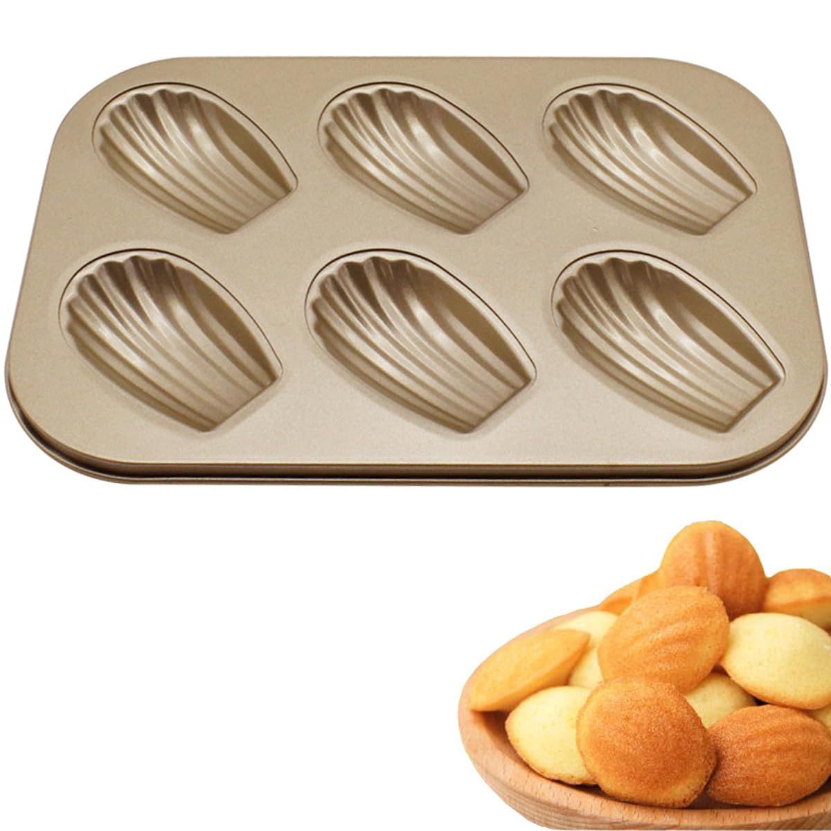 Mold Cake Pan, 6-Cavity Non-Stick Oval Shell Bakeware for Oven Baking Heavy Duty Cookies Trays for Oven Baking,