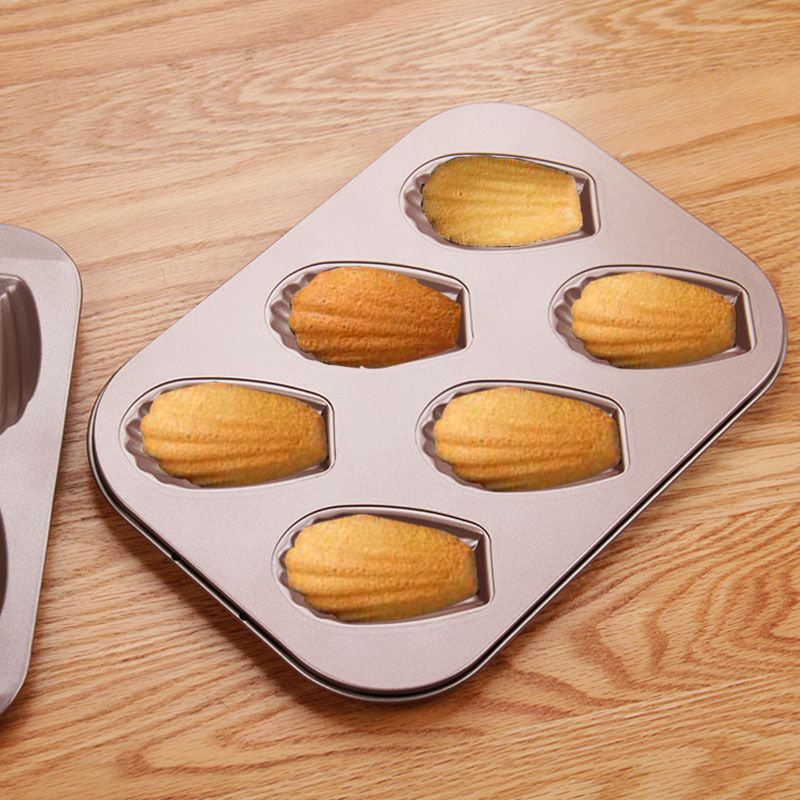 Mold Cake Pan, 6-Cavity Non-Stick Oval Shell Bakeware for Oven Baking Heavy Duty Cookies Trays for Oven Baking,